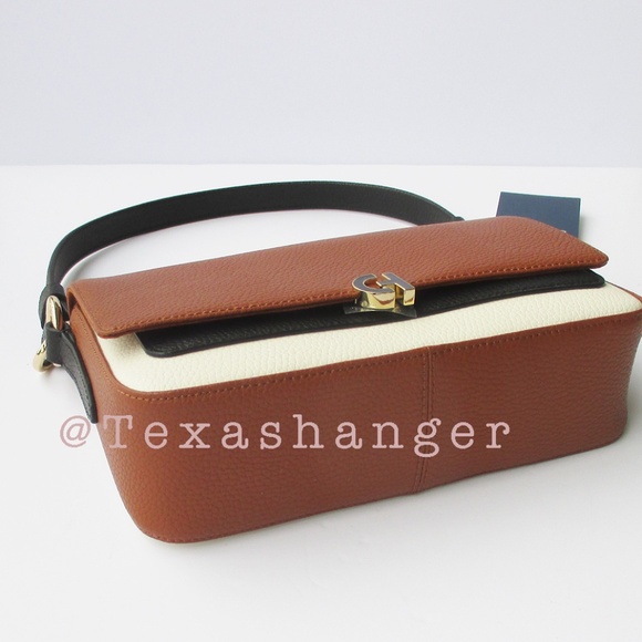 NWT Cole Haan Mini Leather Shoulder Bag Black/White/British Tan - Picture 15 of 16